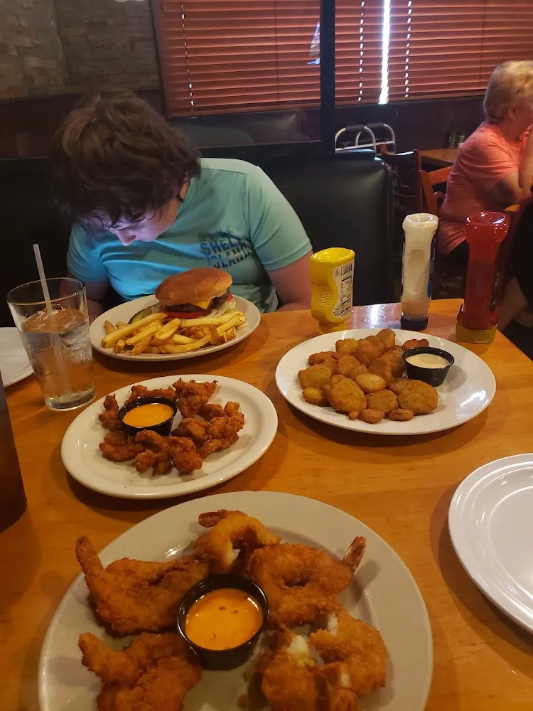 Gator Bites Hamburger and French Fries Fried Pickles