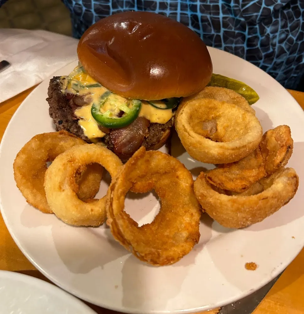 Jalapeño Burger with Onion Rings